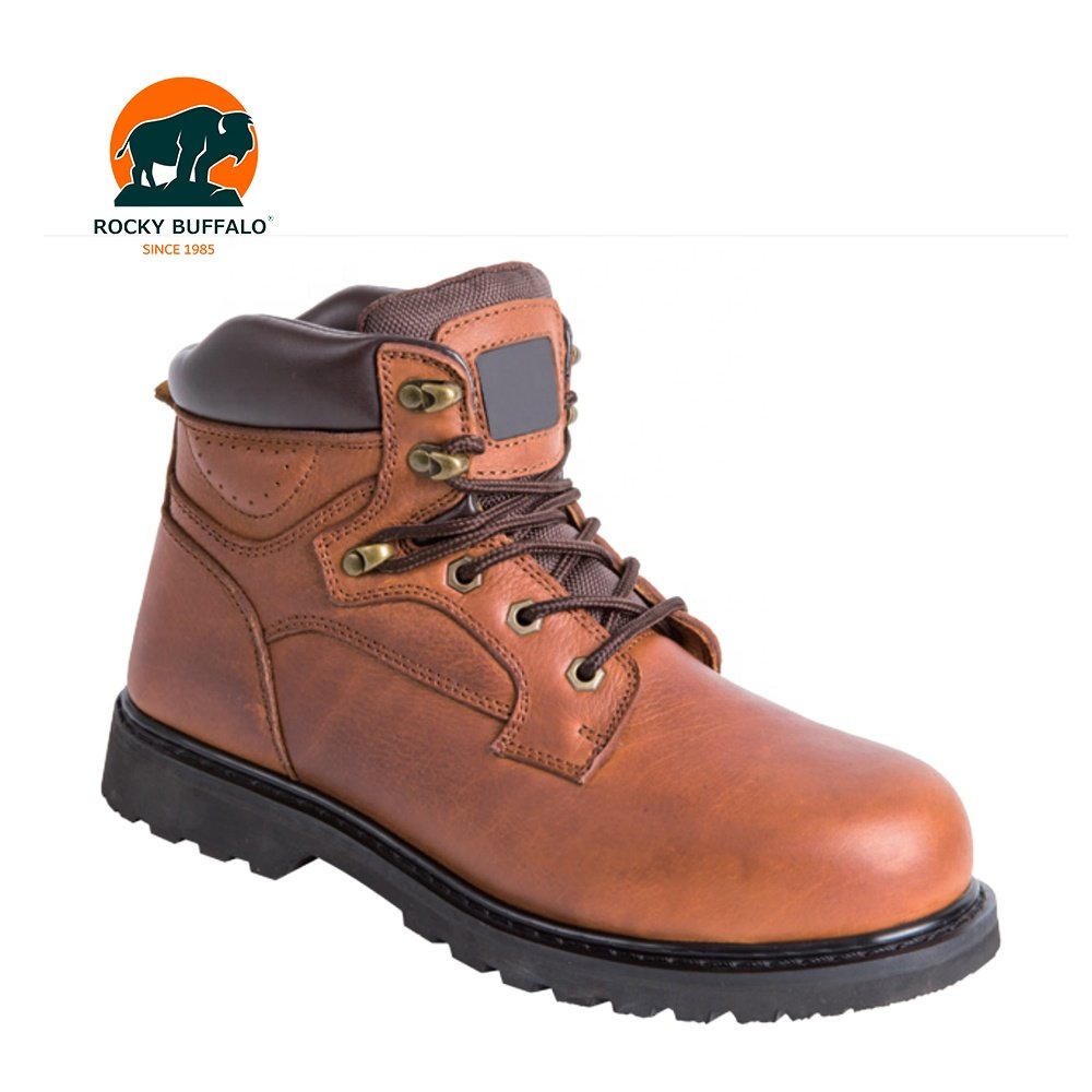 2023 Rocky Buffalo High Quality Brown Color Nubuck Cow Leather Goodyear Welt Safety Boots