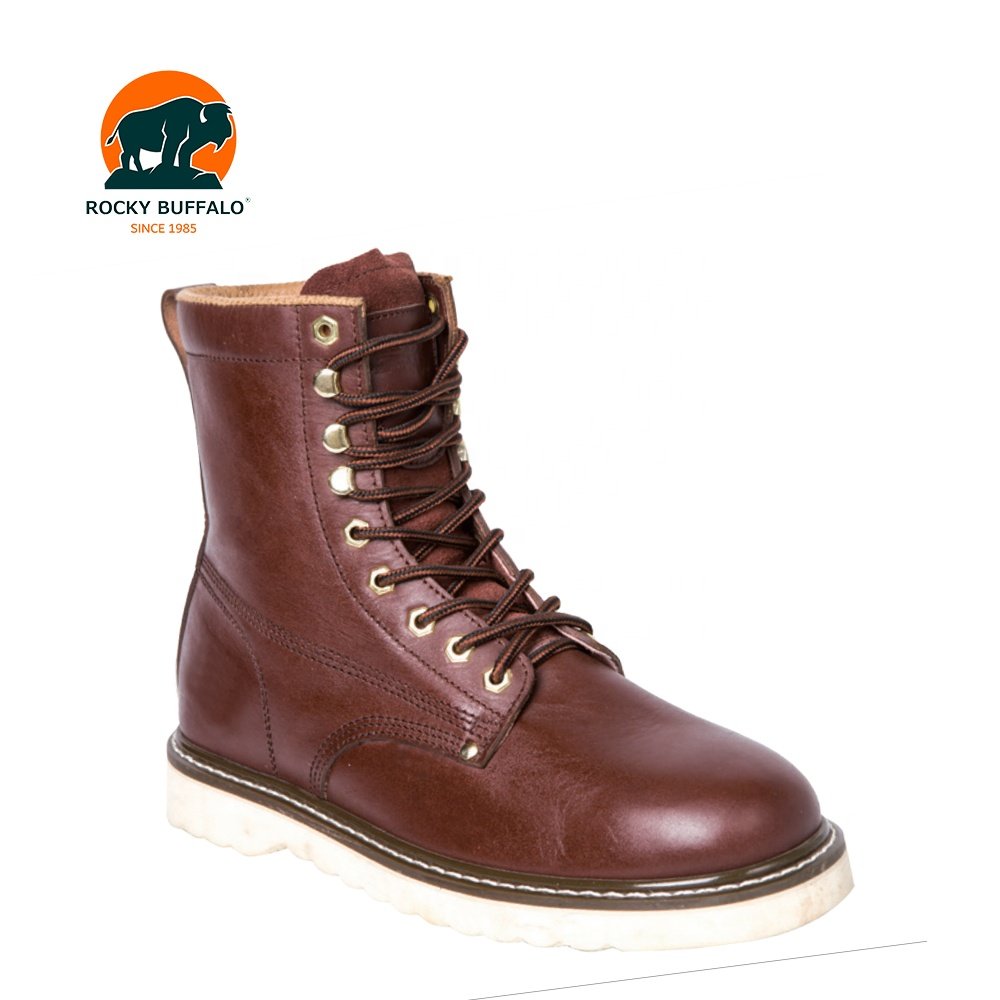 2023 Rocky Buffalo High Quality Brown Color Nubuck Cow Leather Goodyear Welt Safety Boots