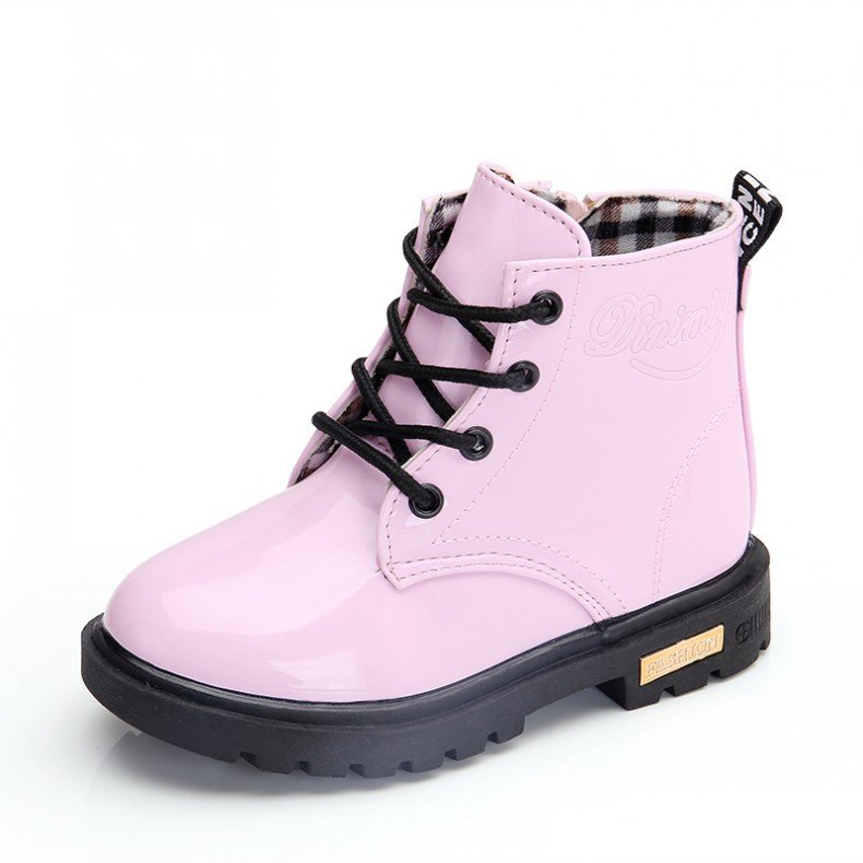 Children's Martin boots spring and autumn new boys and girls leather boots non-slip leather shoes warm cotton shoes kids shoes