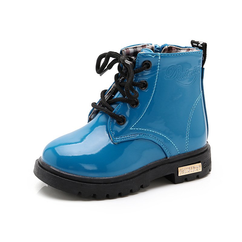 Children's Martin boots spring and autumn new boys and girls leather boots non-slip leather shoes warm cotton shoes kids shoes