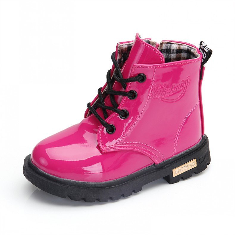 Children's Martin boots spring and autumn new boys and girls leather boots non-slip leather shoes warm cotton shoes kids shoes