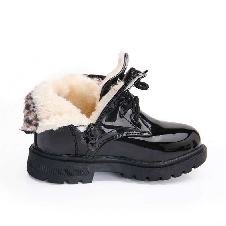 Children's Martin boots spring and autumn new boys and girls leather boots non-slip leather shoes warm cotton shoes kids shoes
