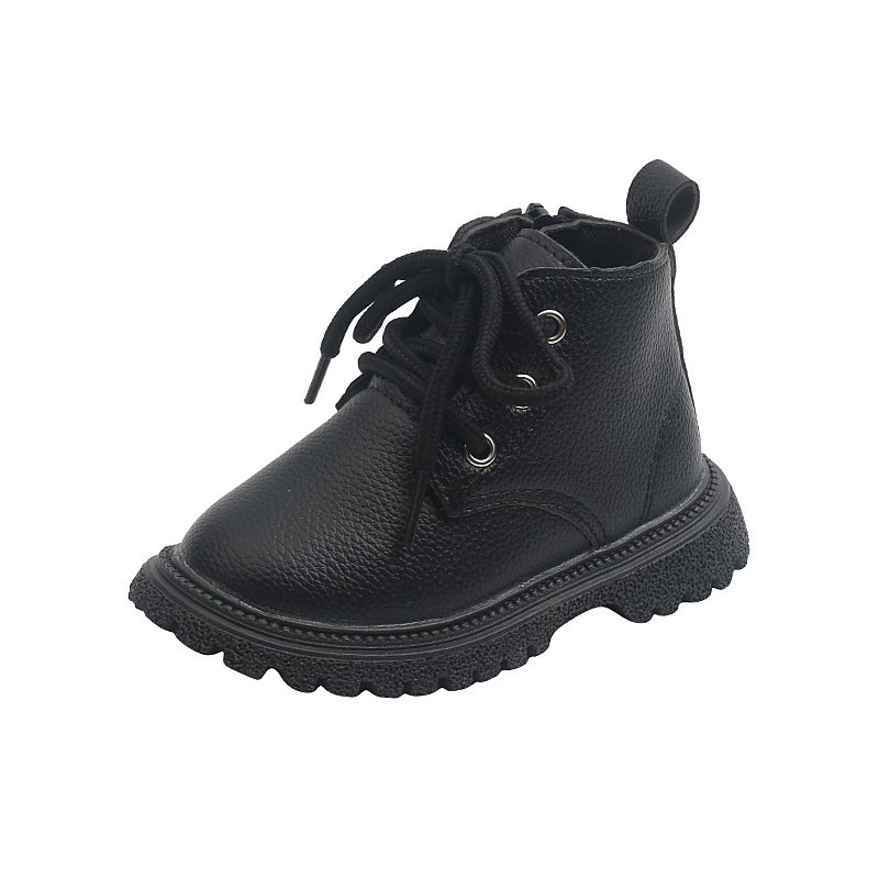 Children's Soft Sole Leather Shoes Low Barrel Short Boots New Fashion Thick Plush Warm Snow Boots Cotton Shoes Non-slip