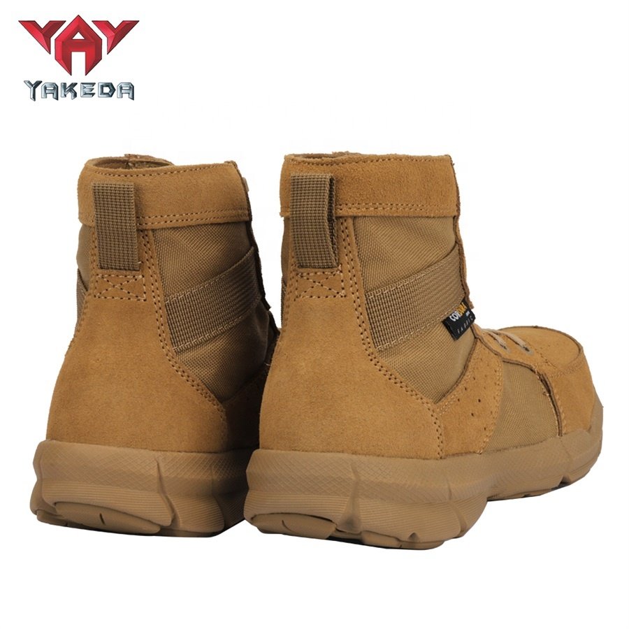 Yakeda Tactical Boots Casual Lace Leather Hiking Shoes Genuine Leather Operator Hiking Boots for Men Combat Desert Boots