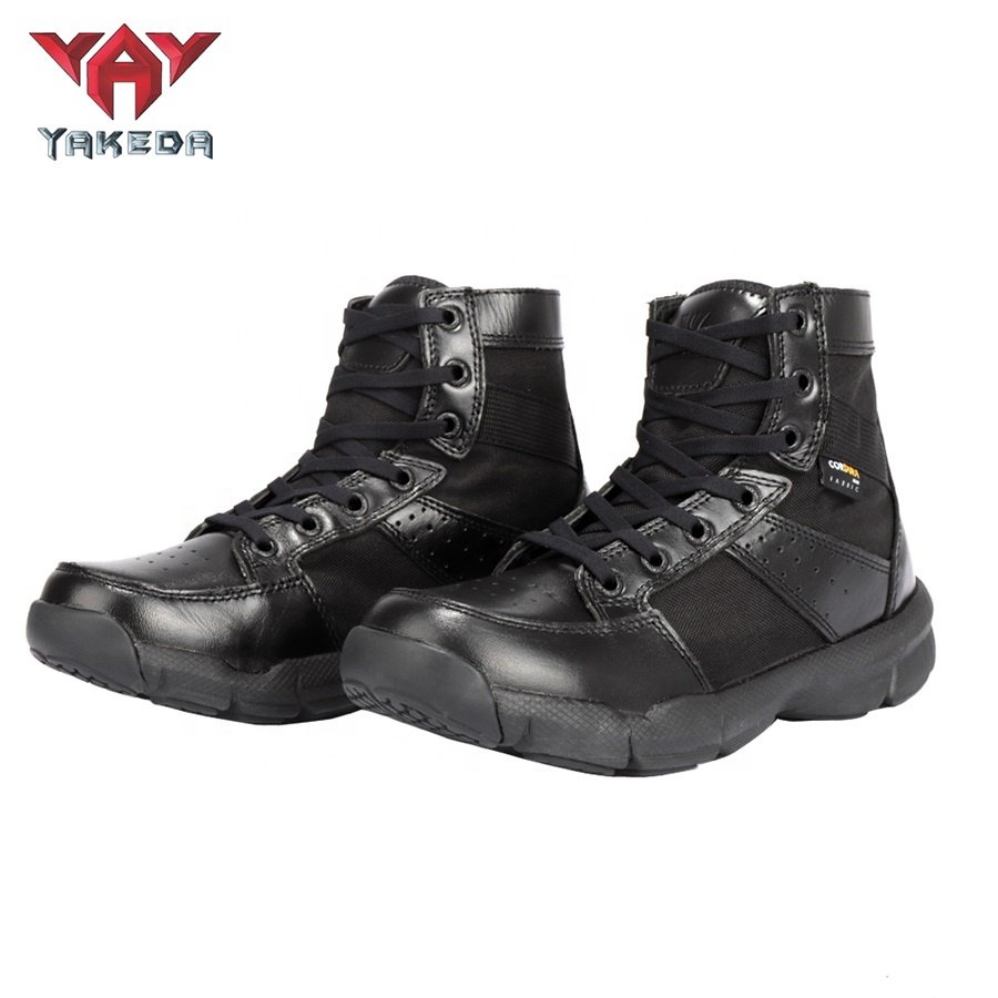 Yakeda Tactical Boots Casual Lace Leather Hiking Shoes Genuine Leather Operator Hiking Boots for Men Combat Desert Boots
