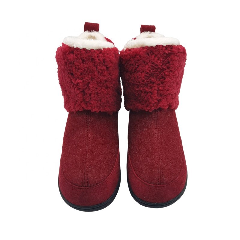 OEM hot selling custom logo Women's Comfort winter snow Warm home Ankle Knitted flet sherpa fleece indoor boots