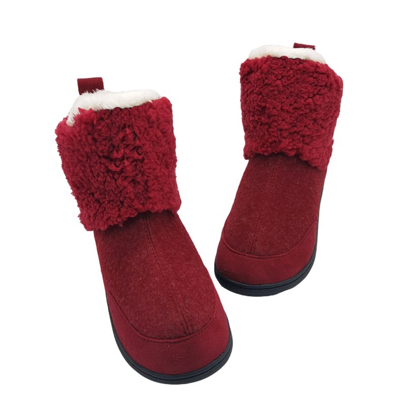OEM hot selling custom logo Women's Comfort winter snow Warm home Ankle Knitted flet sherpa fleece indoor boots