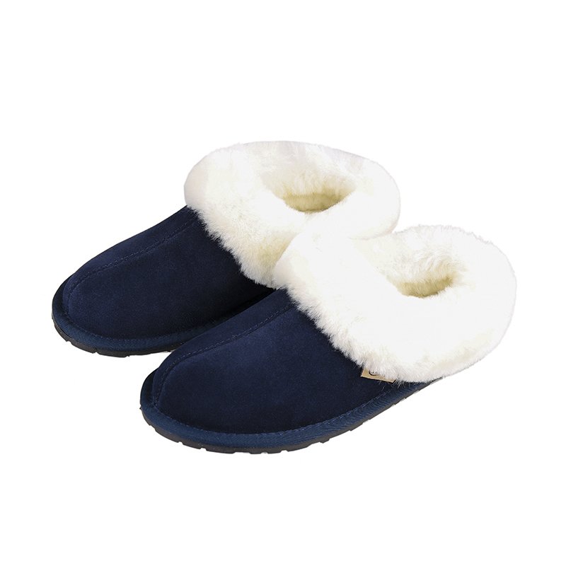 Free sample men women sheepskin collar faux fur lining suede soft warm winter slipper boots shoes