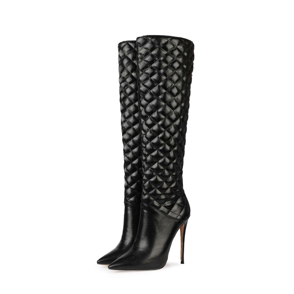 Custom Made New Design Pointed Toe Stiletto High Boots Women Super High Heel Knee Boots