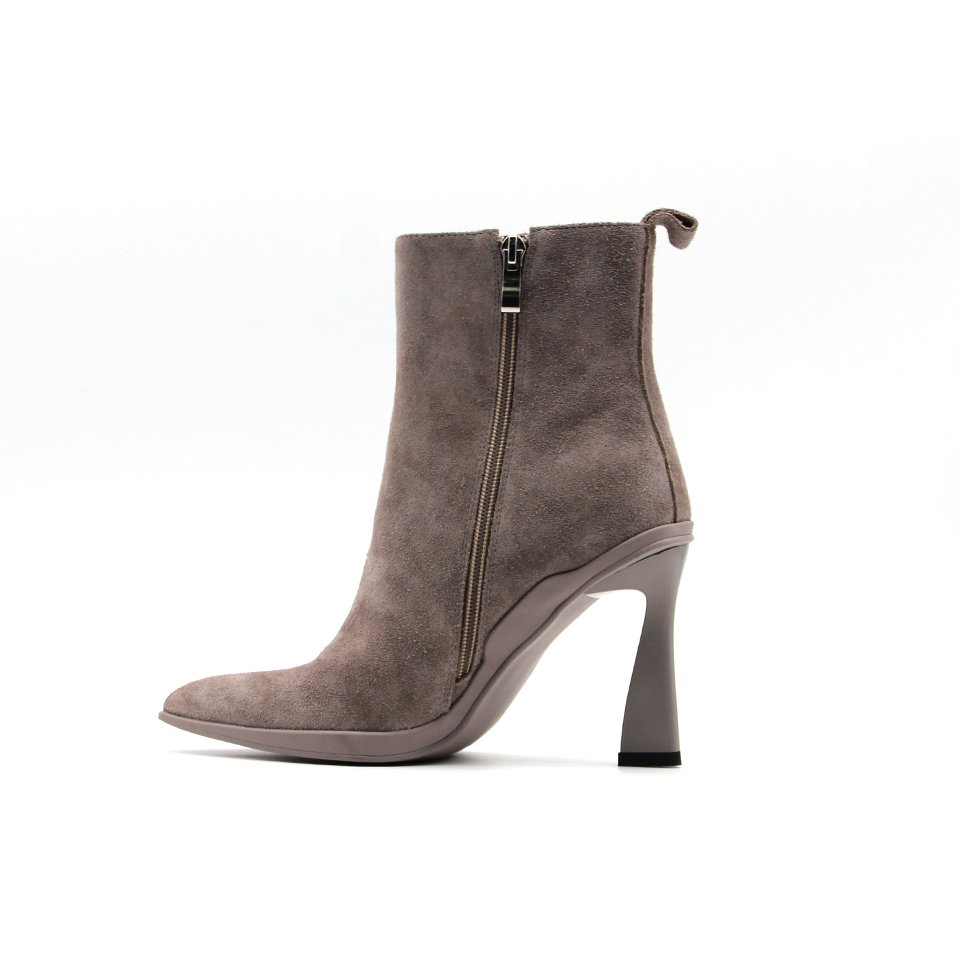 New style winter pointed toe high heels women suede zip up shoes lady comfortable ankle boots