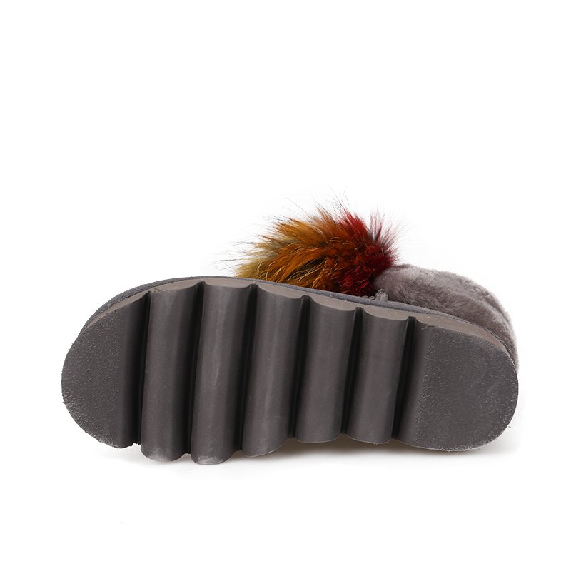 Factory direct cheap raccoon fur anti slip platform ankle women plush snow boots