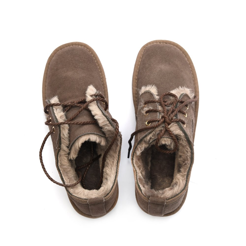 men Warm Short Boots Suede Chunky Heel Round Toe Winter Snow Ankle Booties