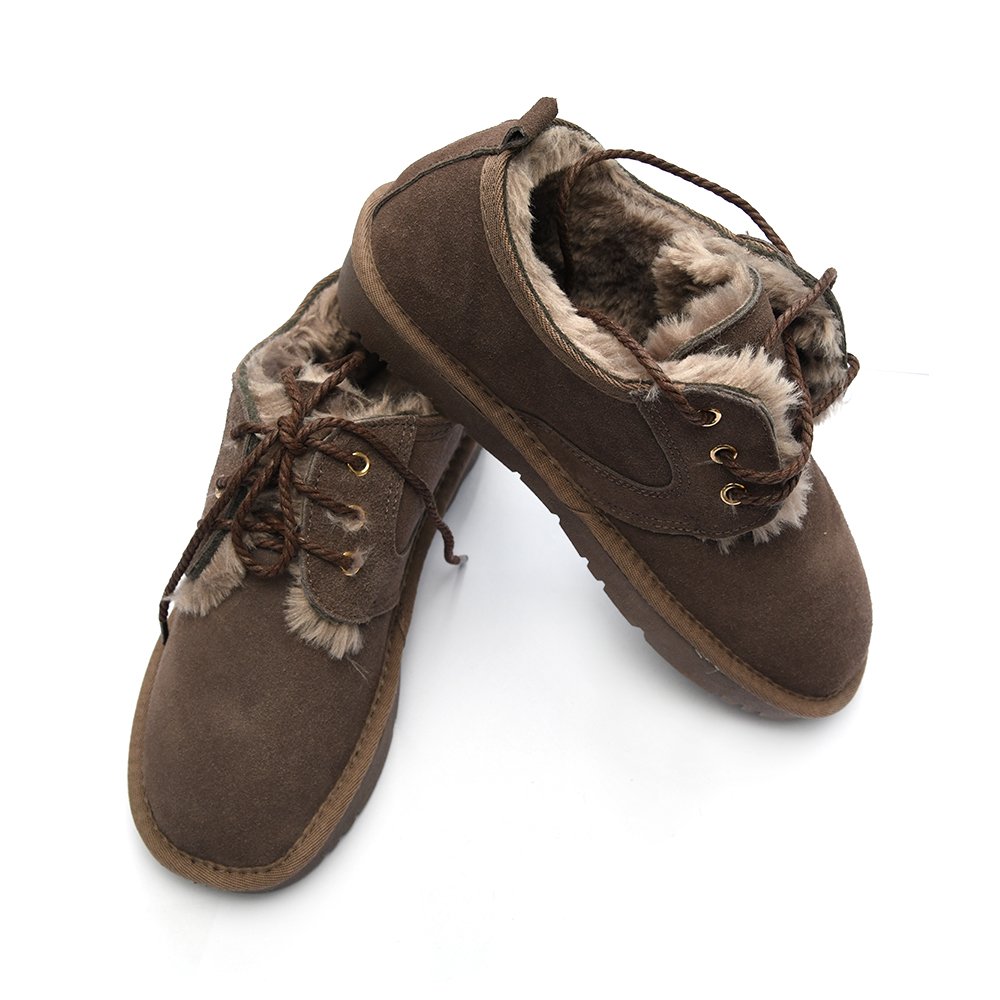 men Warm Short Boots Suede Chunky Heel Round Toe Winter Snow Ankle Booties