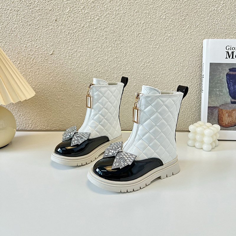 New arrivals Girls fashion PU boots shoes Children leather boots girls zipper shoes