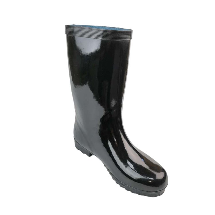 Accept OEM Service Flat Heel Black Tube Rain boots Wellie Fashion Winter Boot for Women