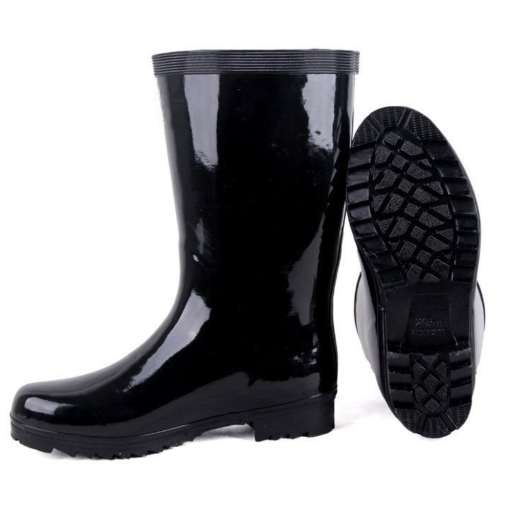Accept OEM Service Flat Heel Black Tube Rain boots Wellie Fashion Winter Boot for Women