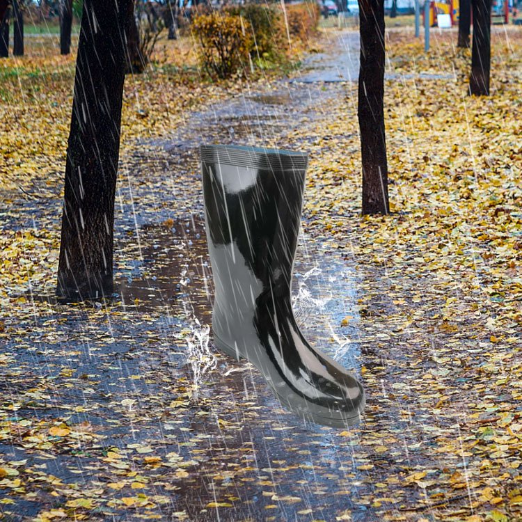 Accept OEM Service Flat Heel Black Tube Rain boots Wellie Fashion Winter Boot for Women