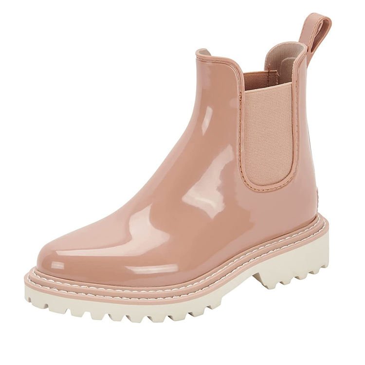 2024 Round Toe Outdoor Lug Sole Non Slip Casual Elastic Patent Leather Fashion Ankle Boots Custom Women Boot With Logo