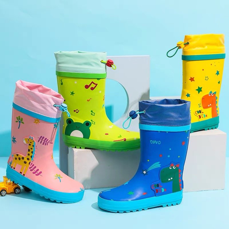 Wholesale custom half toddler wellington gum waterproof children wellies kids rubber rain boots with cuff handle