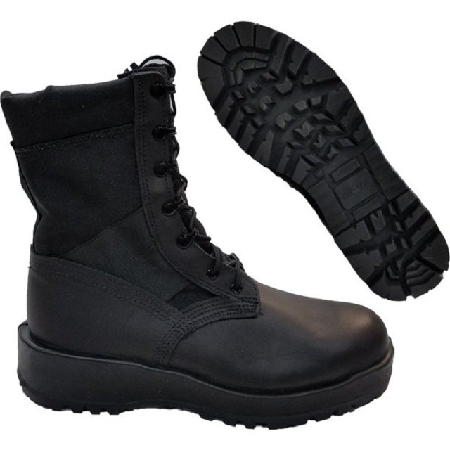 Long Black Action Leather Combat Boots For Officers Security Guards Safety Boots