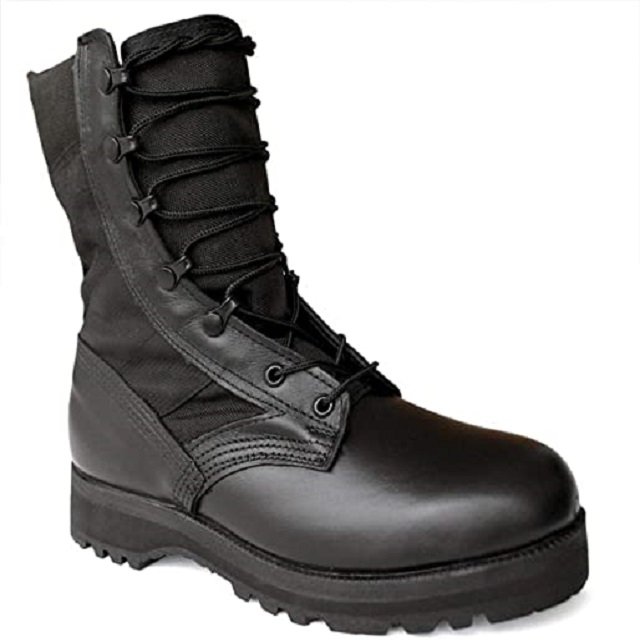 Long Black Action Leather Combat Boots For Officers Security Guards Safety Boots
