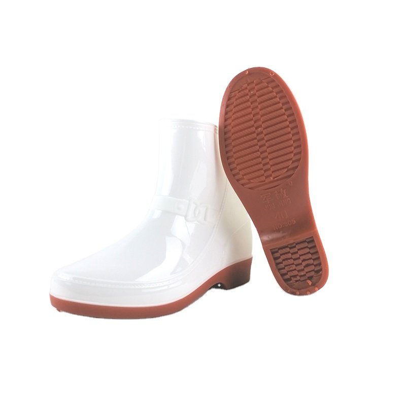 Cheap welly stockist white women hunting pvc waterproof rain boots fashion ankle shoes
