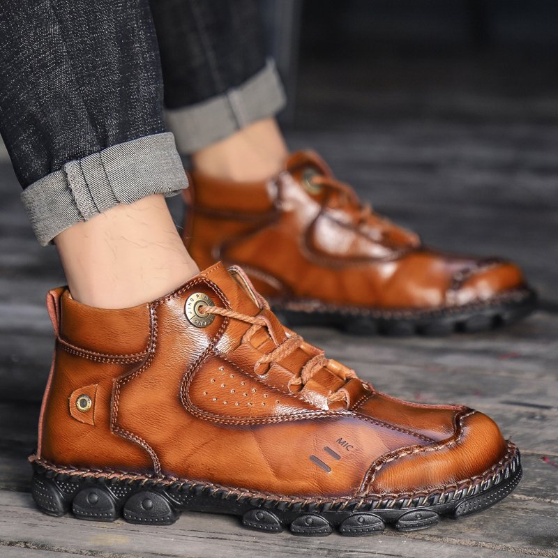 hot selling mens leather boots high quality cow leather ankle & bootie fur boots ankle boots winter mens casual shoes