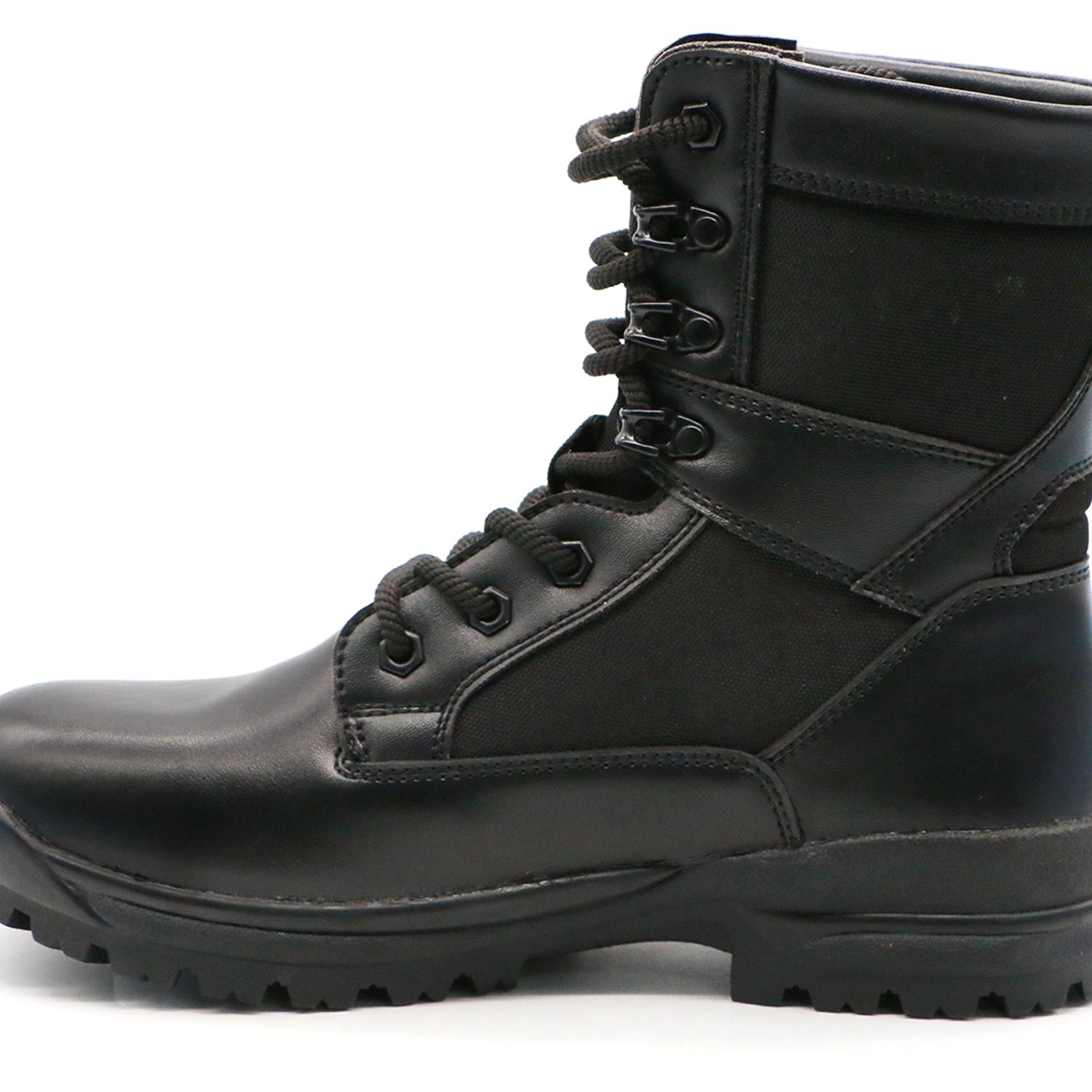 ENTE SAFETY Black Corrected grain Leather Steel Toe Industrial Safety Shoes Work Boots