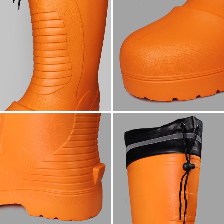 Lightweight Anti Slip Waterproof Winter Warm Snow Ski Ice Fishing Cold Storage Safety Rubber Gumboot Foam Eva Rain Boots For Men