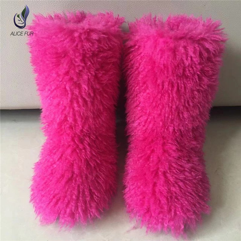 Factory supply Women Winter Warm Faux Mongolian Fur Snow Boots