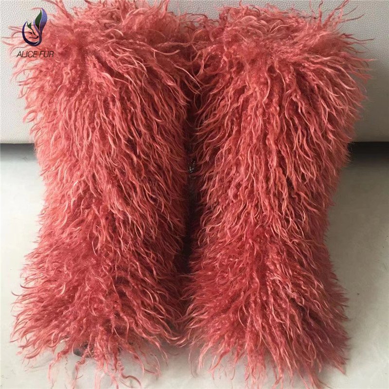 Factory supply Women Winter Warm Faux Mongolian Fur Snow Boots