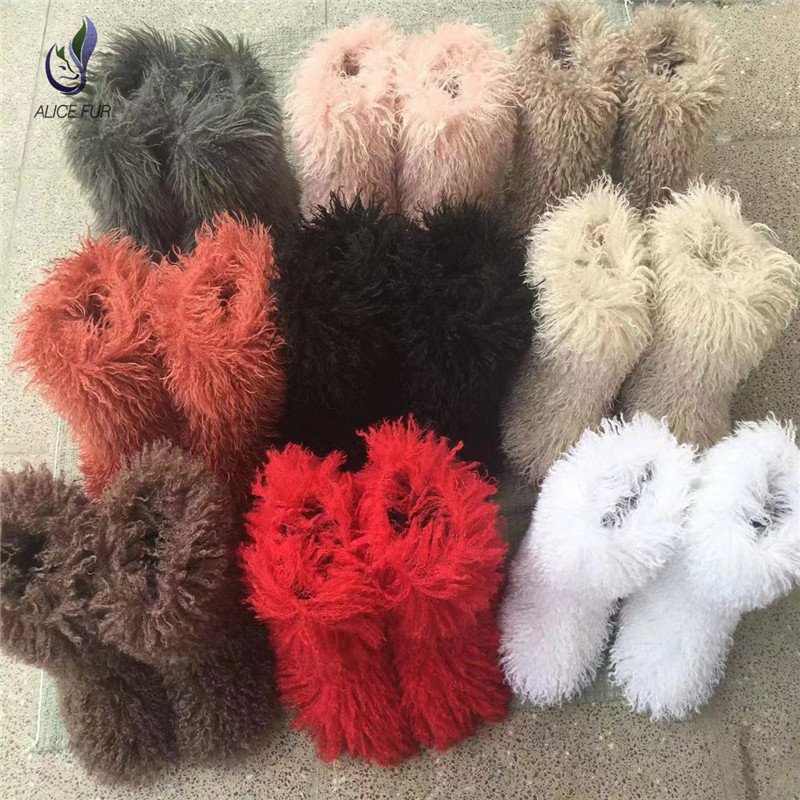 Factory supply Women Winter Warm Faux Mongolian Fur Snow Boots