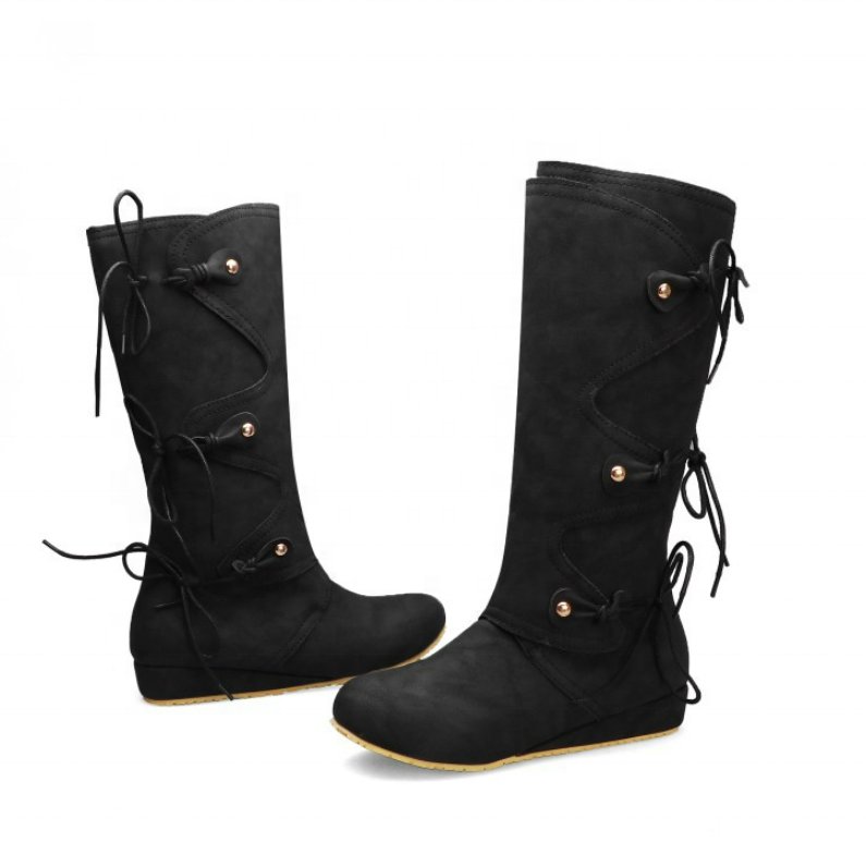Boots middle heel European and American style large size women's boots genuine leather high boots