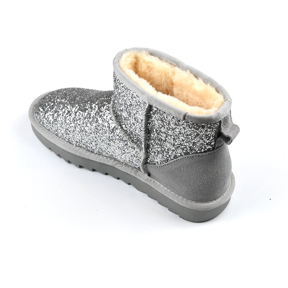 Winter High Quality Oem Rhinestones Warm Shoes Ankle Classic Plus Size Us Fashion Sequin Short Bling Sqarkle Snow Boot For Women