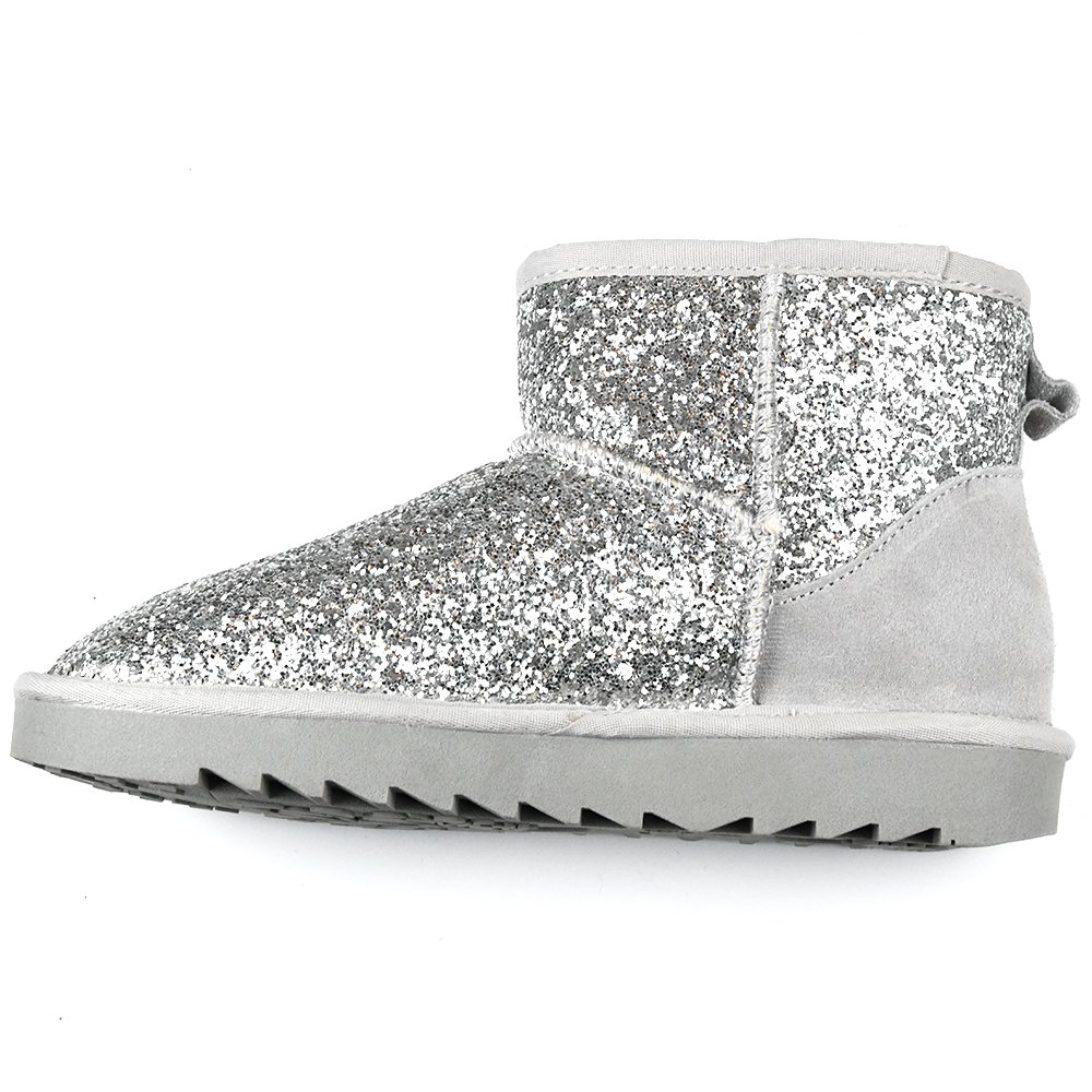 Winter High Quality Oem Rhinestones Warm Shoes Ankle Classic Plus Size Us Fashion Sequin Short Bling Sqarkle Snow Boot For Women