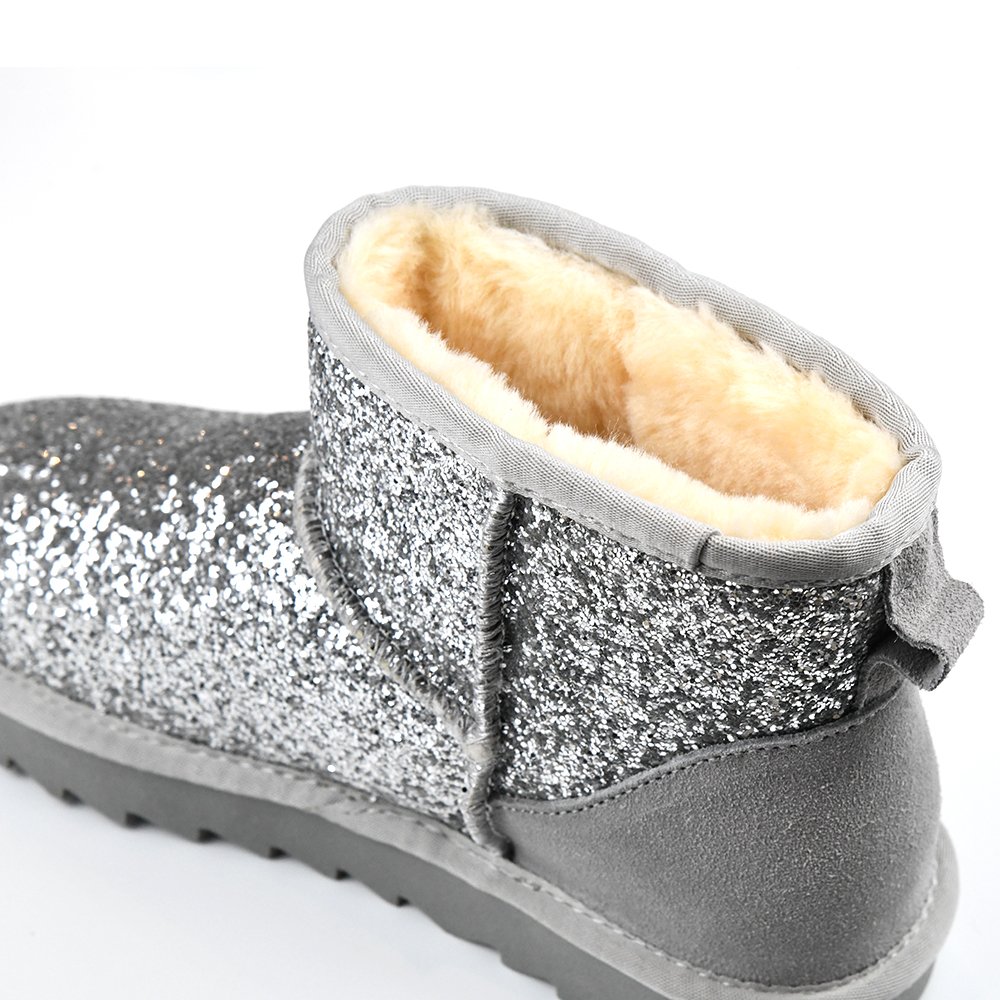 Winter High Quality Oem Rhinestones Warm Shoes Ankle Classic Plus Size Us Fashion Sequin Short Bling Sqarkle Snow Boot For Women