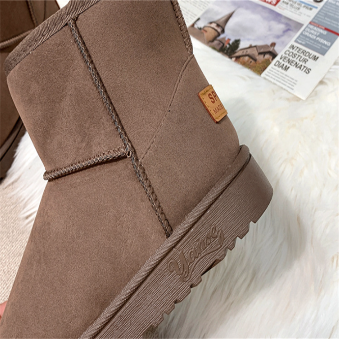 2021 New Velvet Thickened Ladies Snow Boots Flat Bottom Warm Cotton Shoes Fashion Short Boots