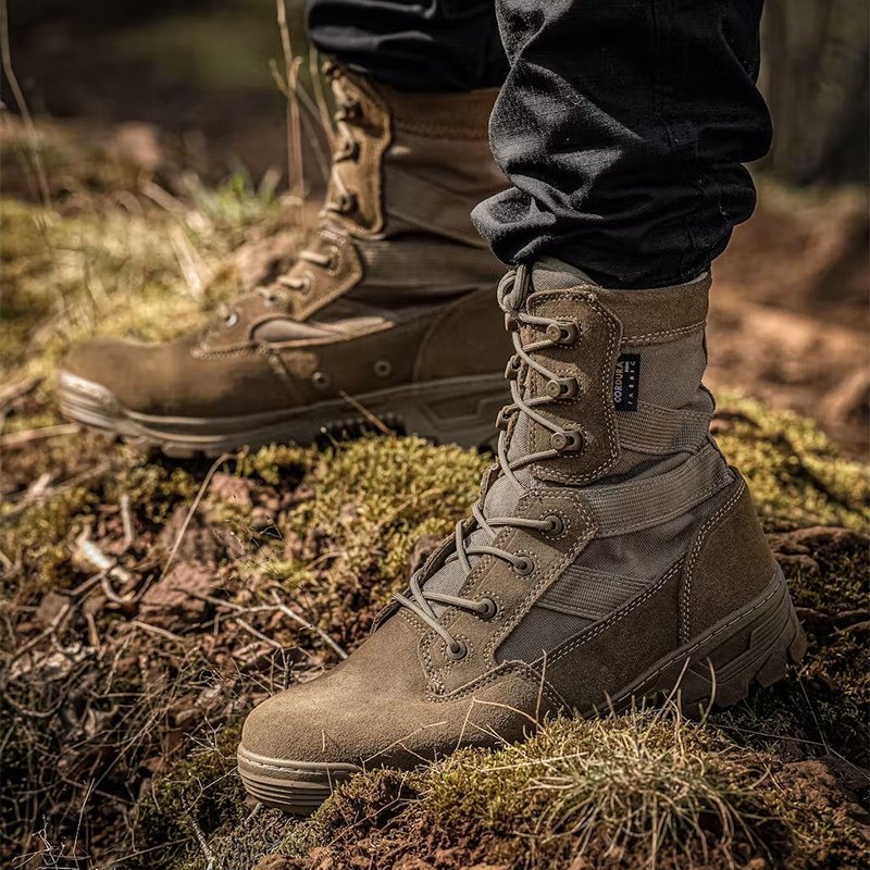 PTG Outdoor Hiking Shoes Desert Boots Men's Tactical Boots High-top Non-slip Anti-puncture 1000D Leather Combat High-top Boots