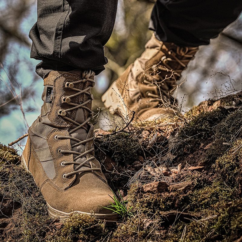 PTG Outdoor Hiking Shoes Desert Boots Men's Tactical Boots High-top Non-slip Anti-puncture 1000D Leather Combat High-top Boots