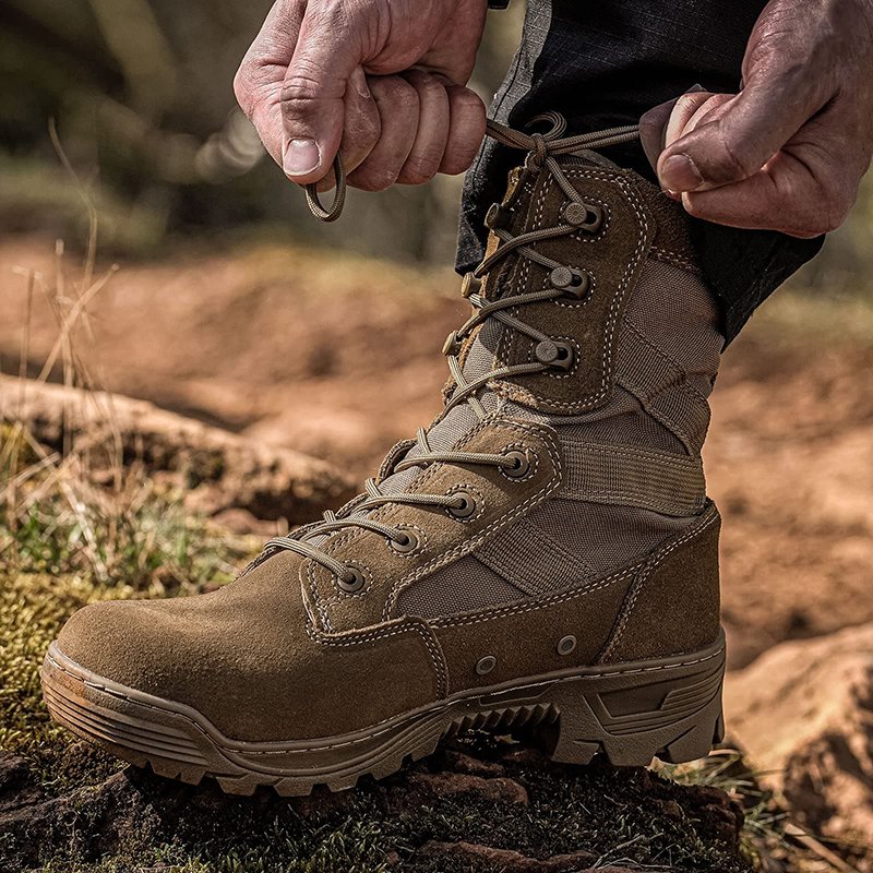 PTG Outdoor Hiking Shoes Desert Boots Men's Tactical Boots High-top Non-slip Anti-puncture 1000D Leather Combat High-top Boots