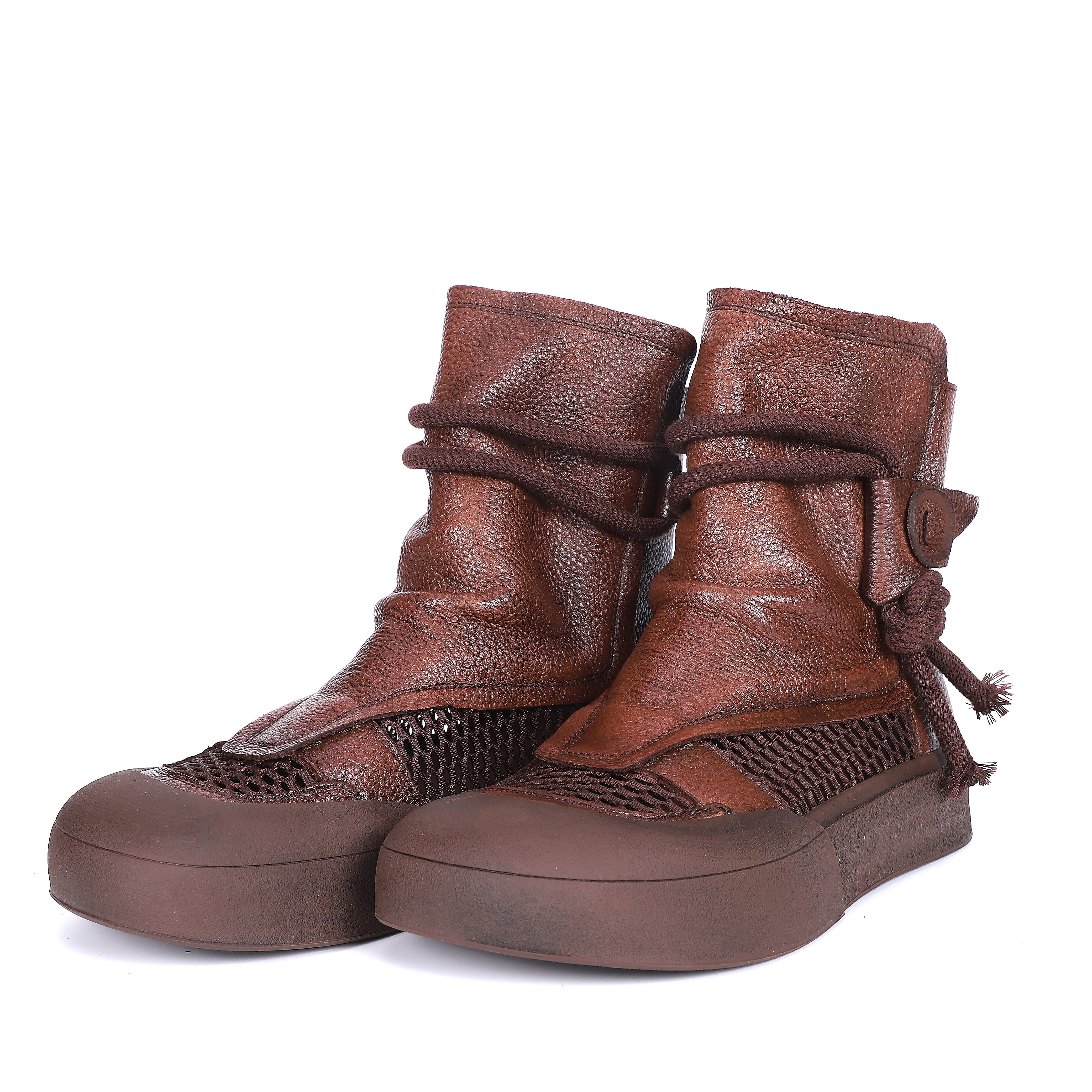 Handmade walking style summer ankle flat genuine leather breathable women sandals boots Wholesale custom
