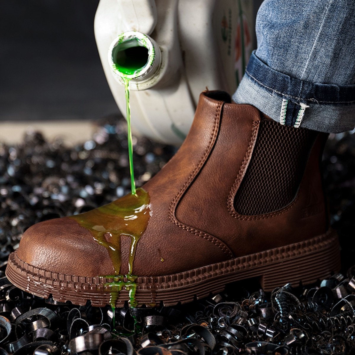 AMAWEI Steel toe Leather Safety boots Anti-Puncture waterproof Work Boots 815