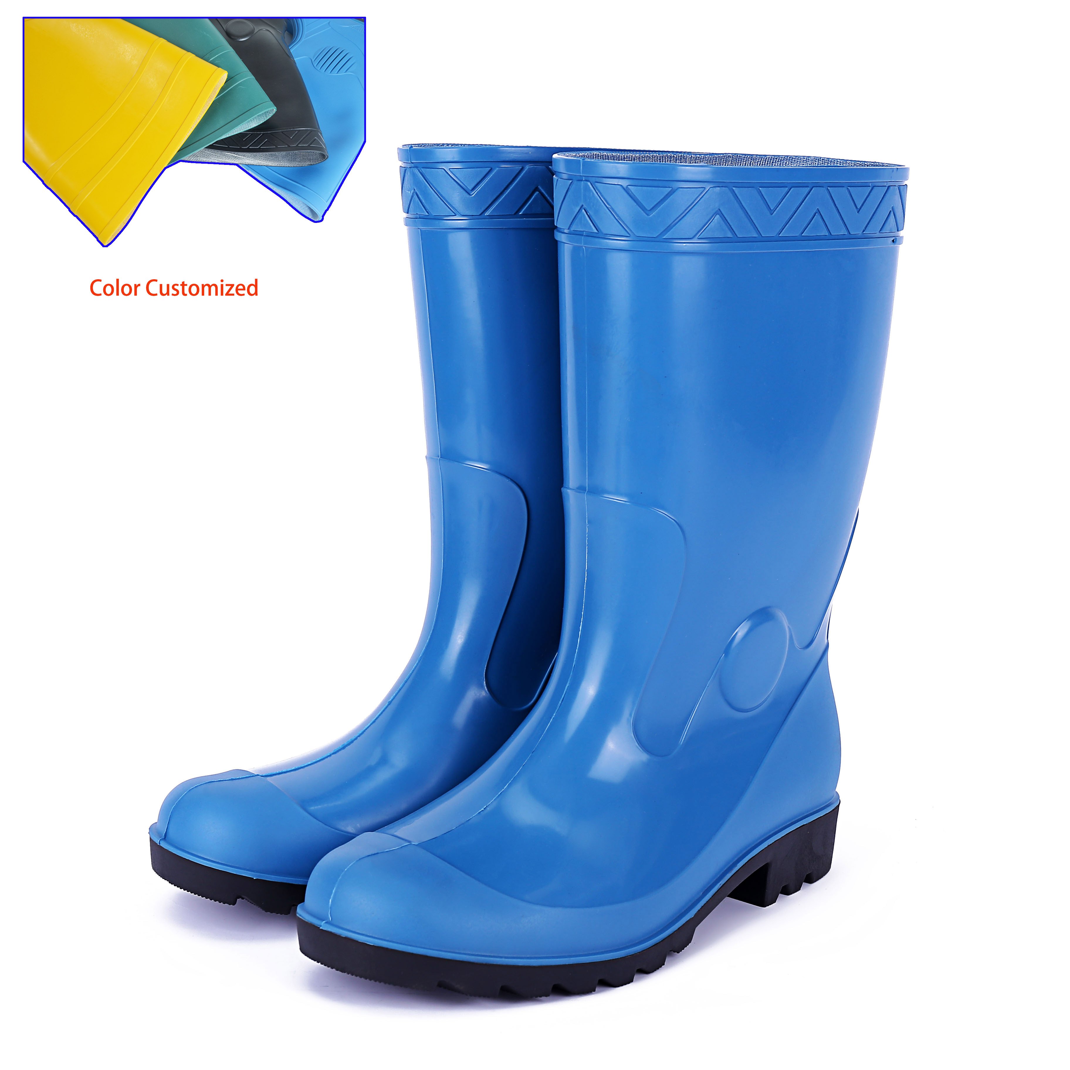 Mid High Upper Anti Slippery Anti Static Sturdy Gripped Safety Plastic Waterproof Agriculter Rain Boots PVC