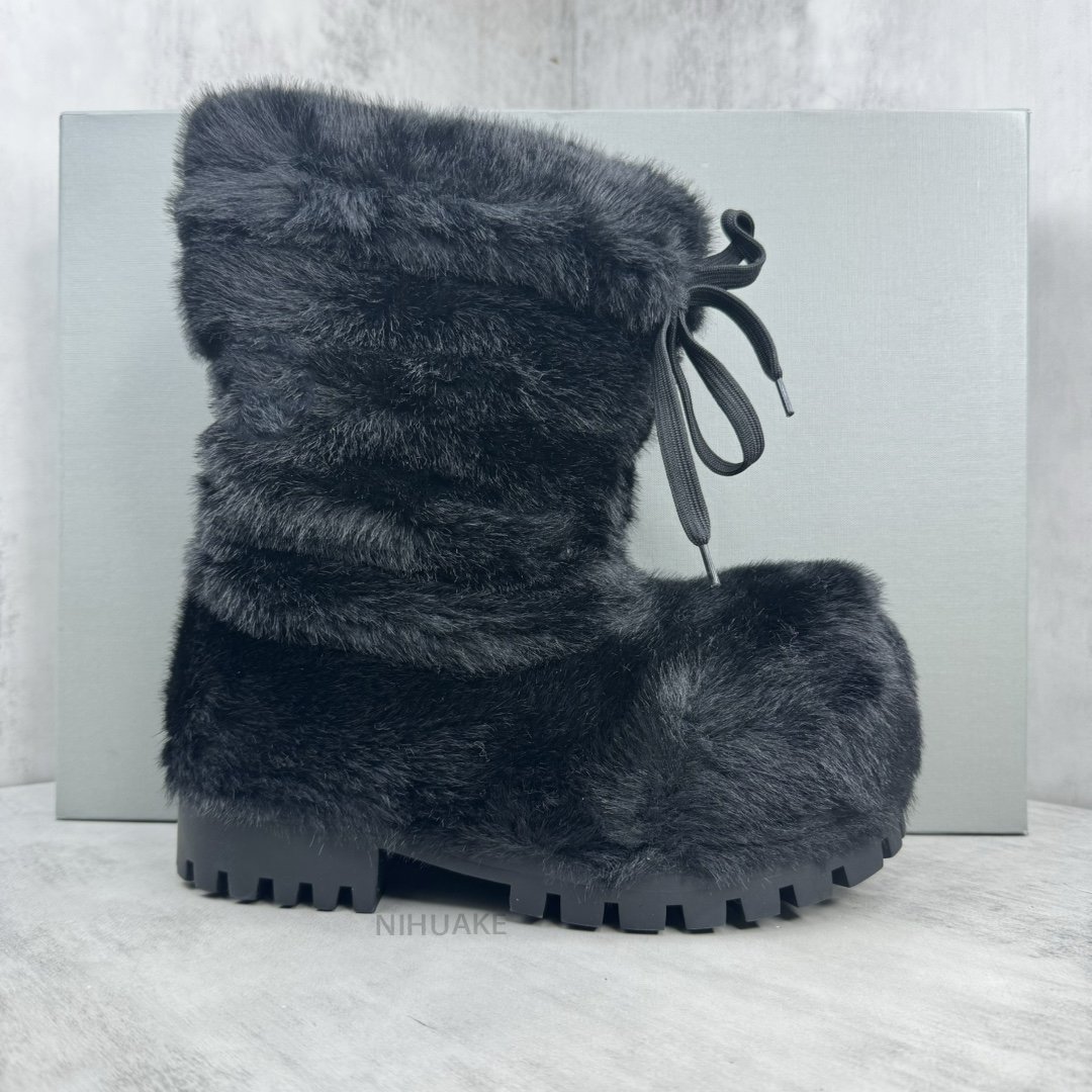 2024 High Quality Men Women Designer fur Shoes Men's Black Alaska Fur Low snow Designer Boot
