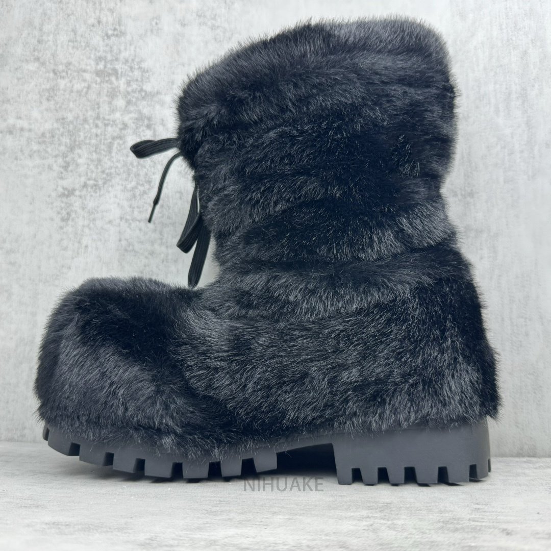 2024 High Quality Men Women Designer fur Shoes Men's Black Alaska Fur Low snow Designer Boot