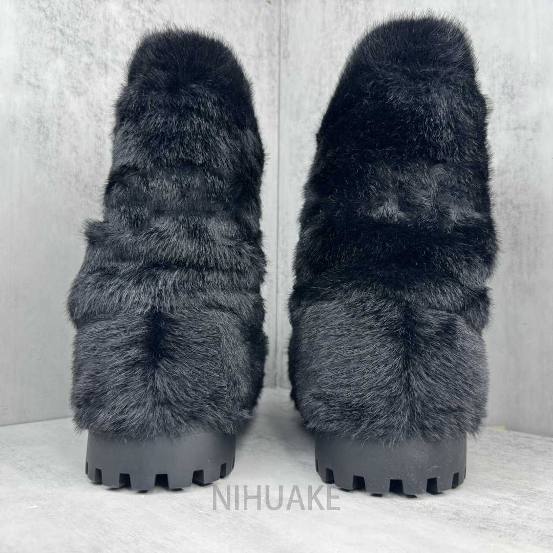 2024 High Quality Men Women Designer fur Shoes Men's Black Alaska Fur Low snow Designer Boot