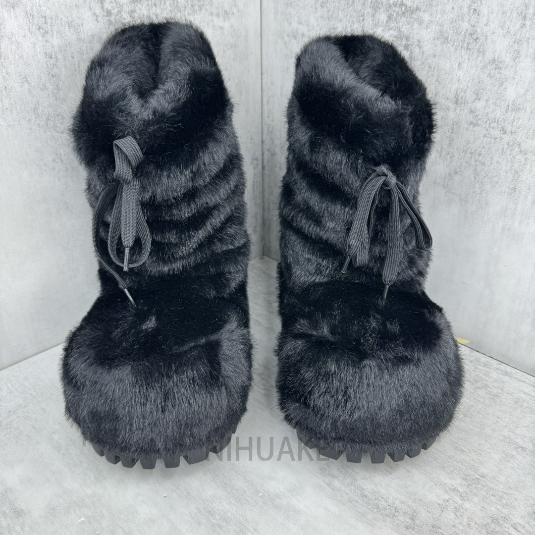 2024 High Quality Men Women Designer fur Shoes Men's Black Alaska Fur Low snow Designer Boot