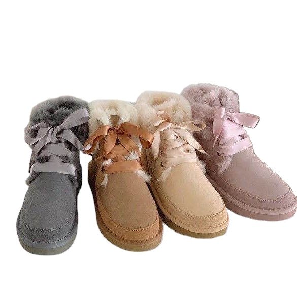 2024 Fashion Top Quality Woman Snow Boots Genuine Sheepskin Leather Women Boots 100% Natural Fur Warm Wool Winter Boots Shoes