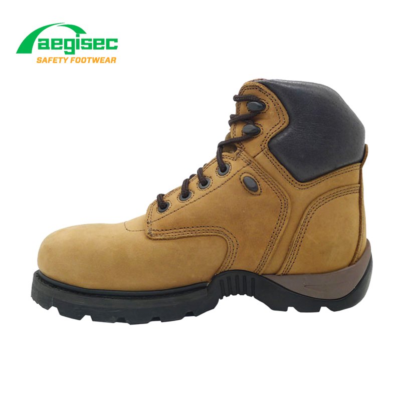 AEGISEC nubuck leather rubber sole oil acid resistant steel toe safety boots prevent puncture heavy duty goodyear safety shoes