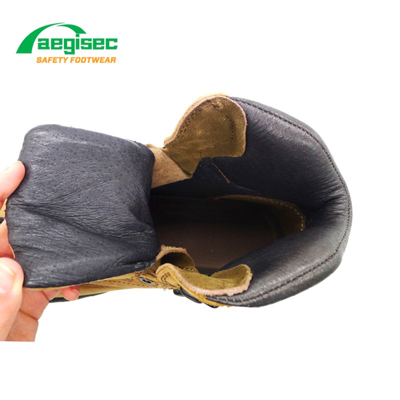 AEGISEC nubuck leather rubber sole oil acid resistant steel toe safety boots prevent puncture heavy duty goodyear safety shoes